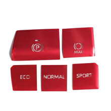 Central Control Gear Multimedia Button Cover Trim Sticker Sequin for RAV4 2019 2020 2021 Accessories, Red,5PCS