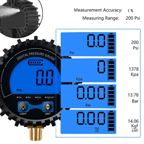 DäCktrycksmäTare Digital DäCktestare Display Lufttrycksmanometer SnabbkopplingskopplingsgäNga 1/4 1