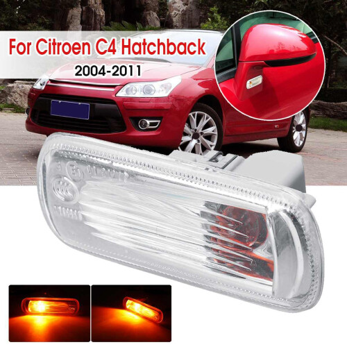 1 Pair Car LED Side Mirror Indicator Amber Light Replace Rearview Mirror Turn Side Light with Bulbs for  C4 Hatchback 2004-2011 1