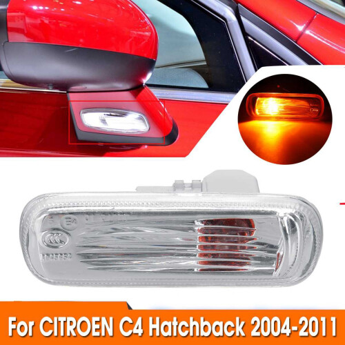 1 Pair Car LED Side Mirror Indicator Amber Light Replace Rearview Mirror Turn Side Light with Bulbs for  C4 Hatchback 2004-2011 2