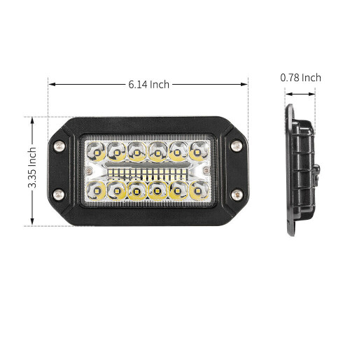 2Pcs 12V 6 Inch Flush Mount Work Light 26 LED Super Bright Spotlight Car Headlights 2