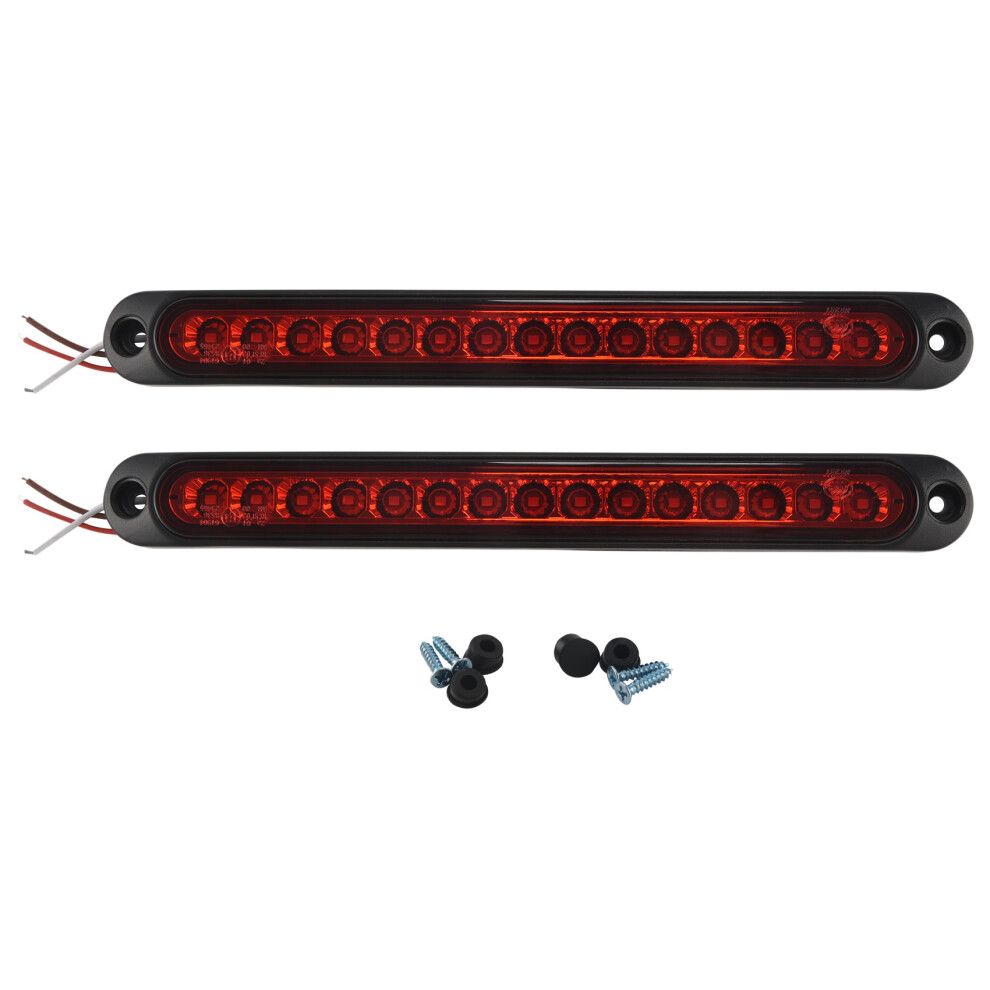 2Pcs 10Inch 15 Led Trailer Led Stop Turn Tail Third Brake Bar Strip For Heavy Duty Boats Trucks Light/Red 4711181663279