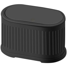 Trash Can with Lid, 4L Small Kitchen Compost Bin Countertop Trash Can, Stainless Steel Garbage Can Black