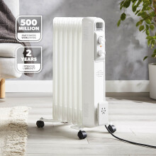Geepas Oil Filled Radiator Heater 1500W, 7 Fin | Portable Electric Heater 3 Heat Settings Safety Cut-off Overheat Protection Energy Efficient Heating