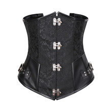Gothic-Steampunk-Korsett ohne Knochen, Taillentrainer,-Schwarz M