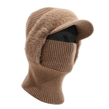 Verdickter gestrickter Ushanka-Halsmanschette, pelziges-braun