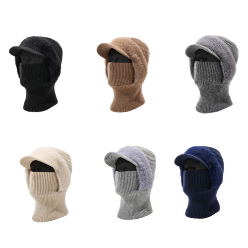 Verdickter gestrickter Ushanka-Halsmanschette, pelziges-braun 1