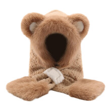Frauen Faux Kaninchen Pelz Hut Schal Bär Ohr Plüsch-khaki