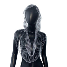 Stilvolle HipHop-Strass-Fischnetz-Tanktops für Damen,-Silber M