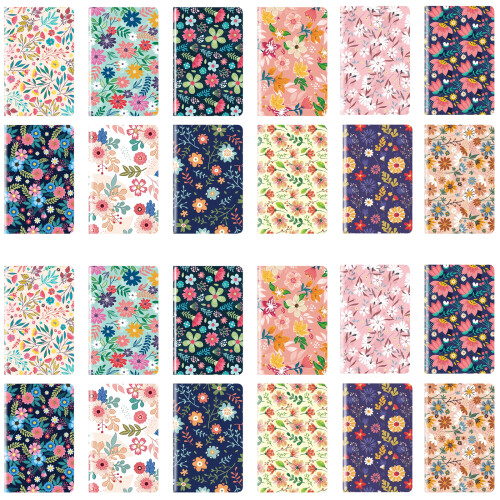 Kompaktes Blumen-Notizbuch-Set im Taschenformat mit-24 Bücher