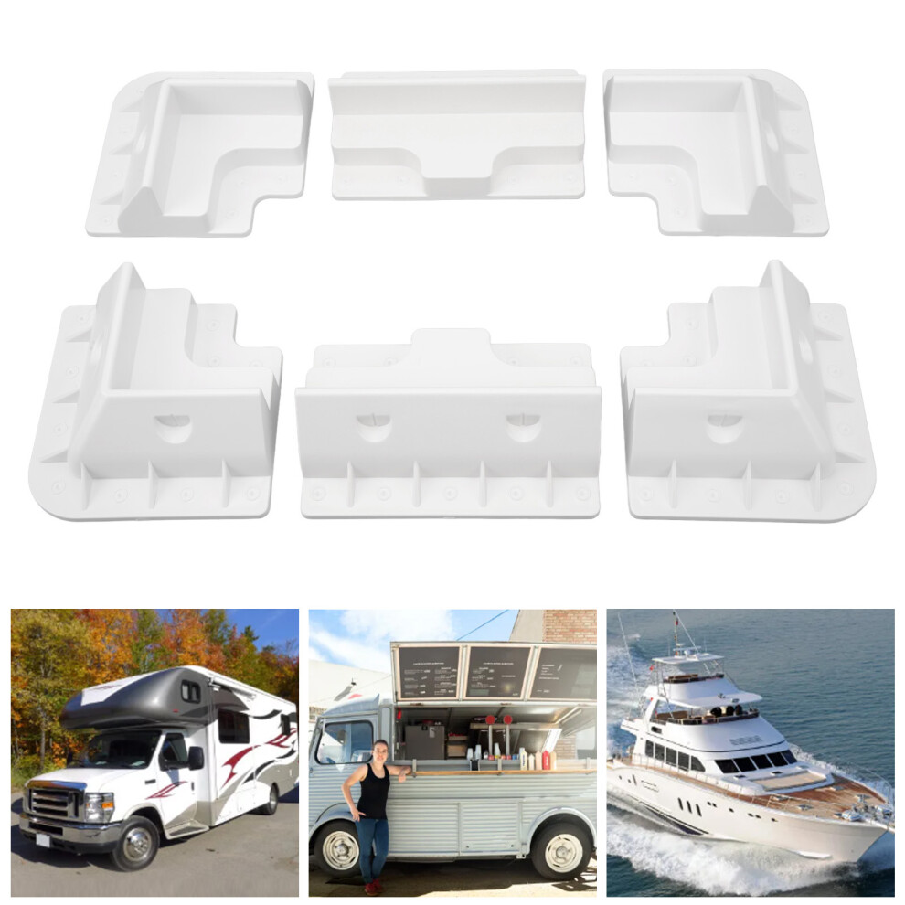 6Pcs Uv Resistant Abs Roof Corner Brackets For Rv Boat Yacht White 4691376465126