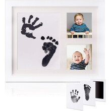Air-Drying Clay for Baby Hand and Footprints, Wooden Baby Picture Frame, Safe Ink Pad for Baby, Easy to Use Baby Keepsake, Complete Memory Making Set