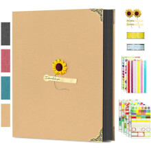 DIY Album with Retro Corner Scrapbook Style, Memory Book Featuring Self-Adhesive Photo Album and Leather Cover, Non-Fading Waterproof Pages, Large Cap