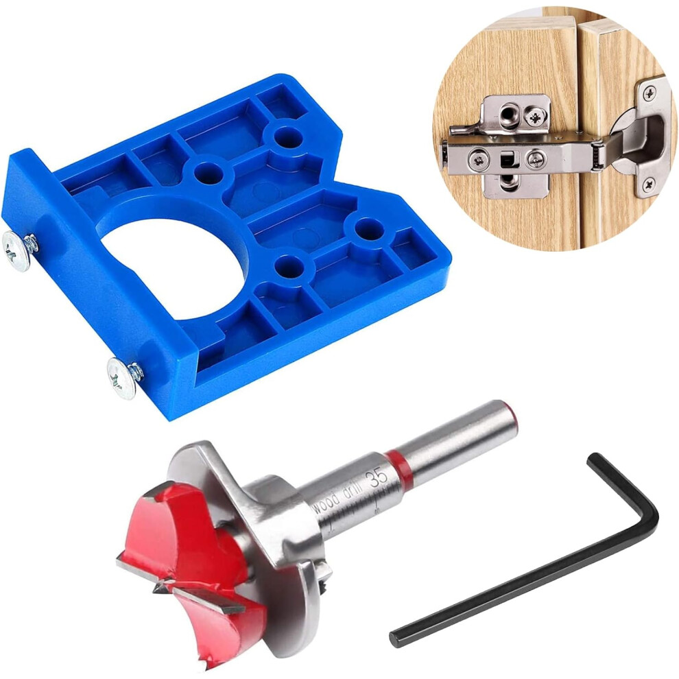 Woodworking Tool For Hinge Hole Drill Guide, Concealed Hinge Jig Kit With Removable Depth Stop And V-Locator System, 35Mm Carbide Forstner Bit For 9128293879774