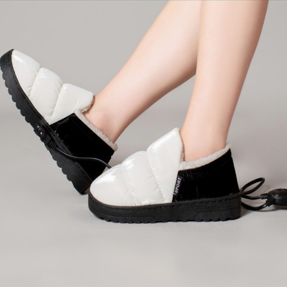 Heated Slippers Plugin Electric Foot Warmer Quick Heating Energy Saving Dual Temperature Control White 26