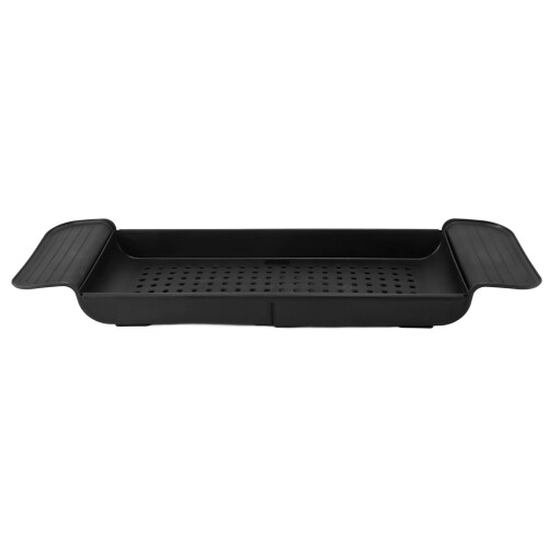 Adjustable Black Bath Shelf - Space-Saving Organizer with Wine Slot 2