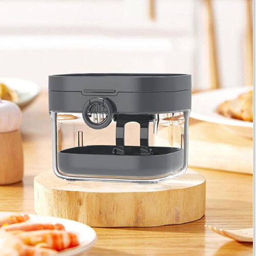 Denture Soaking Container with Builtin Mirror and Cleaning Tools, Travel Denture Bath Box Gray 1