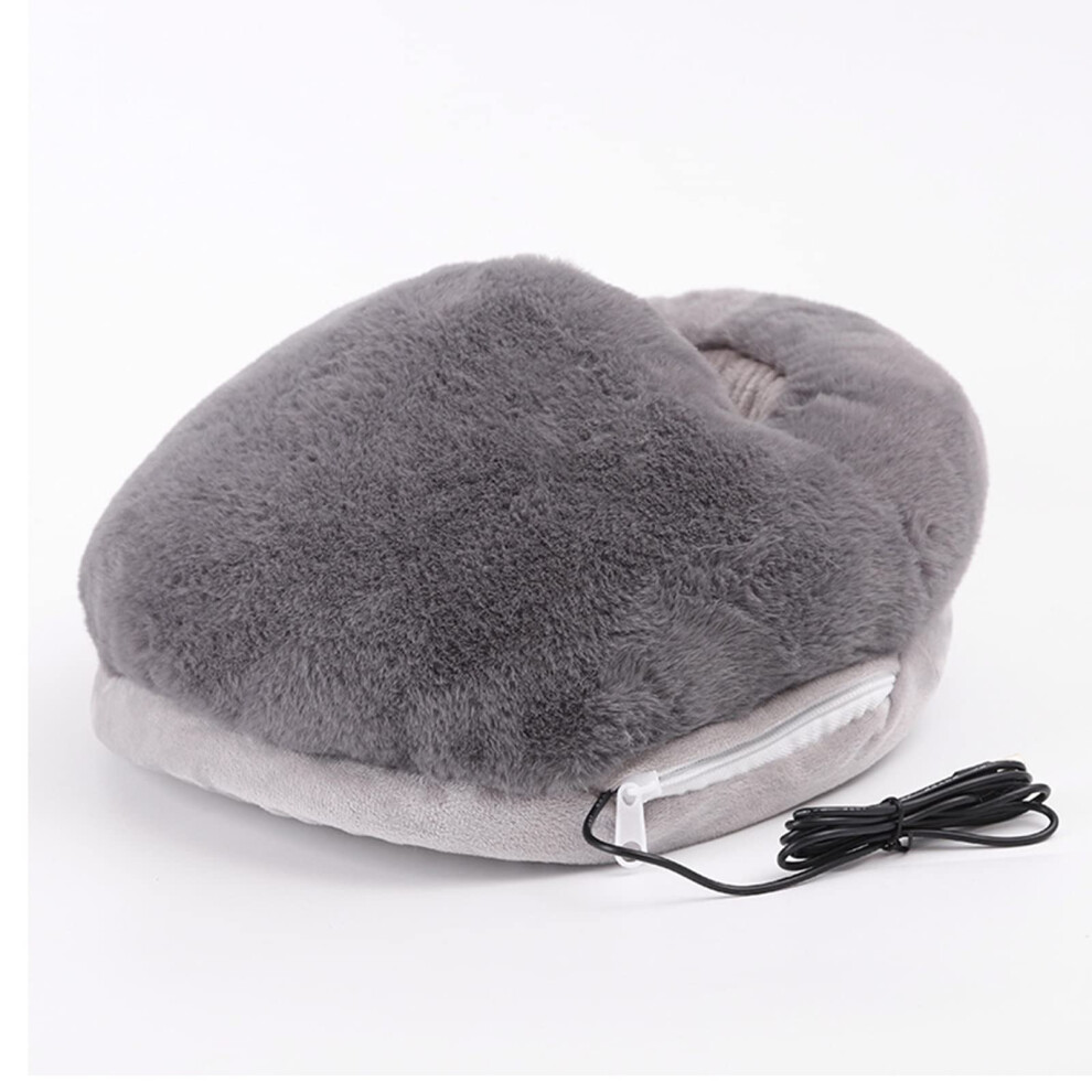 Electric Heated Foot Warmer Soft Plush USB Slippers with Massage and Adjustable Heat for Winter