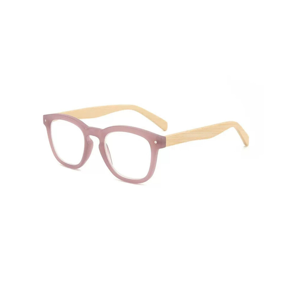 Purple Reading Glasses With Lightweight Wooden Temples, Anti Eyestrain Uv400 Protection, 1.5X