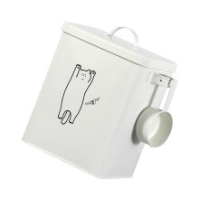 Airtight Pet Food Storage Bin 25L with Spoon Sealed Container for Cats and Dogs Easy Clean Smooth Surface Round Edges