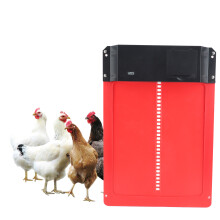 Kunststoff-Hahnentür Rot & Wasserfest mit automatischem Lichtsensor