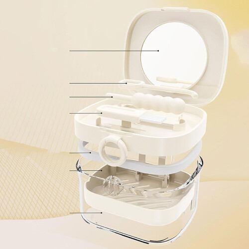 Denture Cleaning Cup with Builtin Mirror for Deep Soaking, Fits Multiple Sizes, White 1