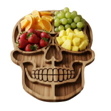 Skull Charcuterie Board Durable Wooden Serving Board for Halloween Cheese Meat and Fruit