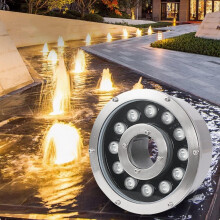 Underwater Pool Light IP68 Stainless Steel LED Ring Fountain Light For Pond, Fountain, Aquarium Lighting Yellow 12W 24V