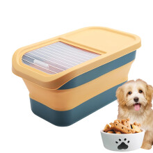 Container Dog Food Storage Airtight 12-15 kg with Foldable Box, Folding Lid, Wheels for Cabinets and Travel