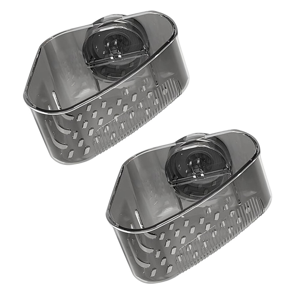 Suction Cup Sink Corner Organizers Abs Sponge Soap-Two Black 7704000695732