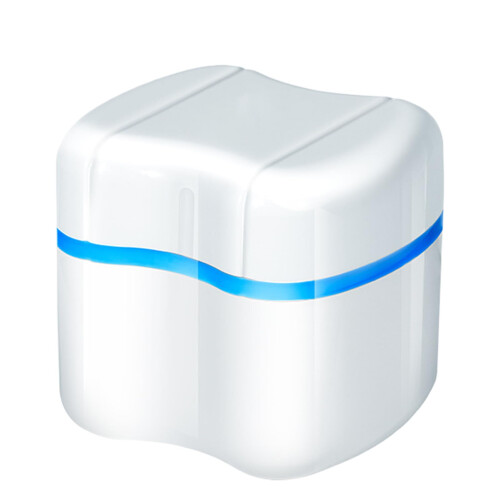 Travel Denture Case with Removable Rinse Basket, Moisture Proof Retainer Storage Box