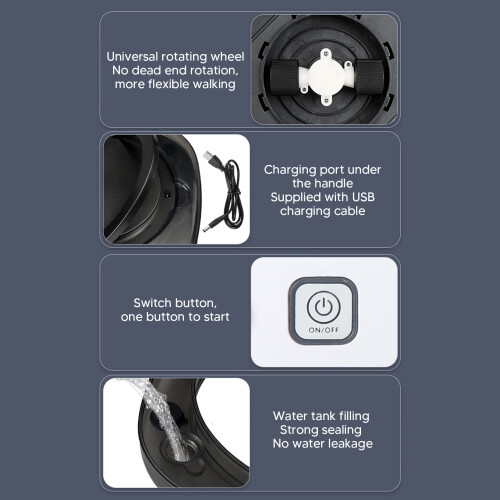Automatic Floor Mopping Robot 23x23x6cm, 2400mAh Battery, Black 2