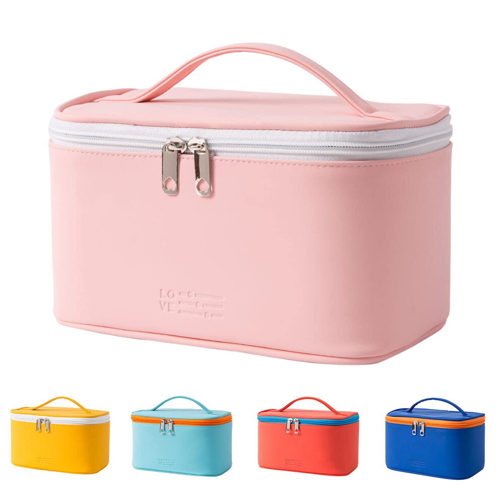 Travel Cosmetic Organizer, Vibrant Stylish Design, Pu Leather, Portable With Smooth Zipper, Waterproof And Easy To Clean For Women Men (22*14*22Cm)