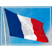 French National Symbol, Polyester Fabric France Flag, Brass Eyelets Reinforcement, Weatherproof & UV Resistant, Double Line Stitching, Ideal for