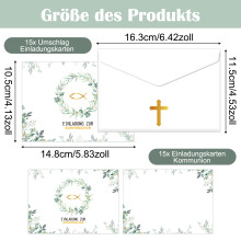 Kutsukortit kirjekuorineen, lehtiaiheinen viherpaperi, uskonnollinen mutta moderni design, täytettävä tekstikortti rippikouluihin, kasteisiin,