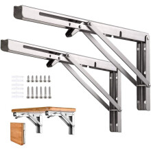Supports d'étagère pliables robustes en acier inoxydable, conception compacte avec verrouillage de sécurité pour une installation facile, surface