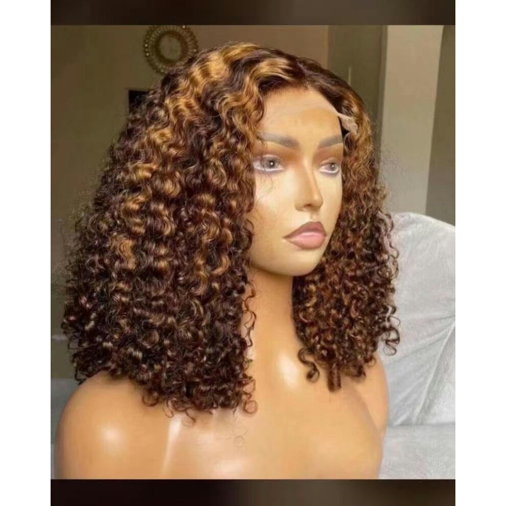 Wig European American Women's Fashionable Brown Short Curly Chemical Fiber Wig Small Curly Hairstyle for Everyday Use
