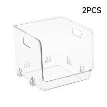 2pcs Stackable Transparent Desktop Storage Boxes Multifunctional Organiser