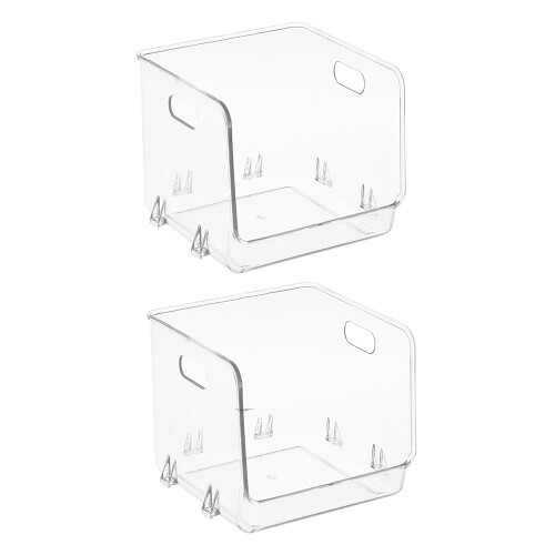 Living And Home 2pcs Stackable Transparent Desktop Storage Boxes Multifunctional Organiser 1