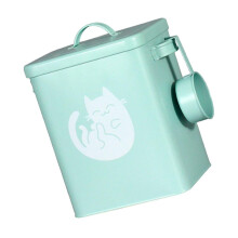 Cat Snack Bucket Multi Function Iron Dog Food Bin With Spoon Pet Food Storage Container Indoor Cats Safe Durable Design
