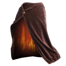 USB Heated Flannel Blanket and Electric Shawl with Quick Heating Carbon Fiber for Home Office Warmth (Brown)