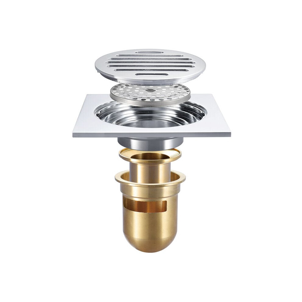 Versatile Floor Drain, Corrosion-Resistant Brass Construction, High Flow Rate For Quick Water Discharge In Various Areas (12Cm Square) 9148971550092