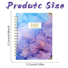 2025Diary, 2025A5Diary Wochenübersicht, Januar 2025 – Dezember 2025, Rosa, Blau und Lila, Spiralbindung, Hardcover, Gummibandverschluss, 21,5