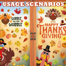 Doppelseitige Fensteraufkleber, Thanksgiving-Fensteraufkleber für Glasfenster, Herbstliche Fensterdekorationen für Zuhause, Schule, Büro,