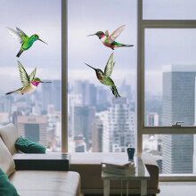 Anti-Collision Window Stickers, 4 Mixed Beautiful Humming Bird Static Cling Window Stickers, Hummingbird Anti Collision Bird Strike Window Stickers,