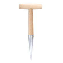 Seed Planter Tool For Flower Bulbs, Durable Stainless Steel Dibber With Wooden Handle Garden Tool Featuring T Handle Design For Easy And Effective Pla