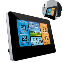 Elegant väderprognosstation, noggrann inomhus- och utomhustermometer med flerfärgad bakgrundsbelyst display, färgprognosstation som erbjuder 6Vivid