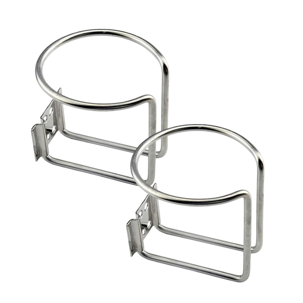 2 Wall Mounted Cup Holder For Rv Boat Yacht Truck, Durable Iron Spill Beverage Holder Silver 9189345248467