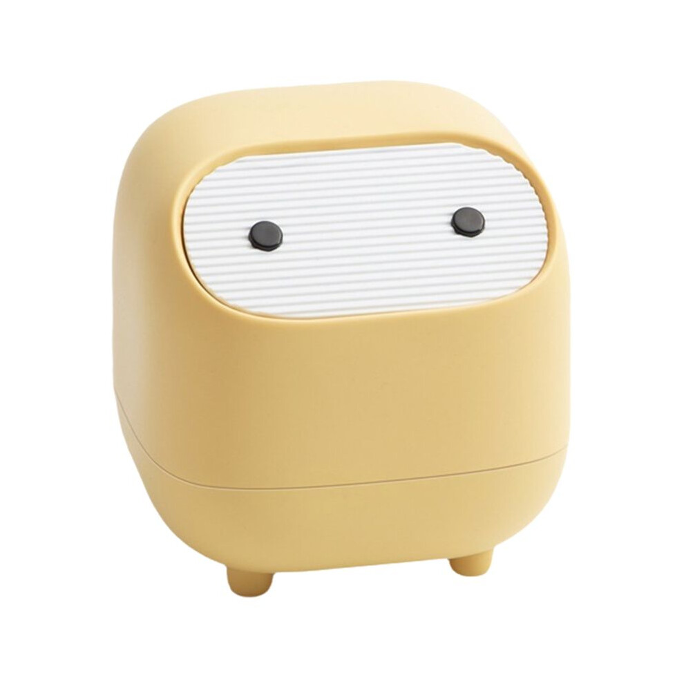 Desktop Trash Can, Small Office Supplies, Double-Layer Push-Down Trash Can, Cute Trash Storage Box Yellow 6032168611259