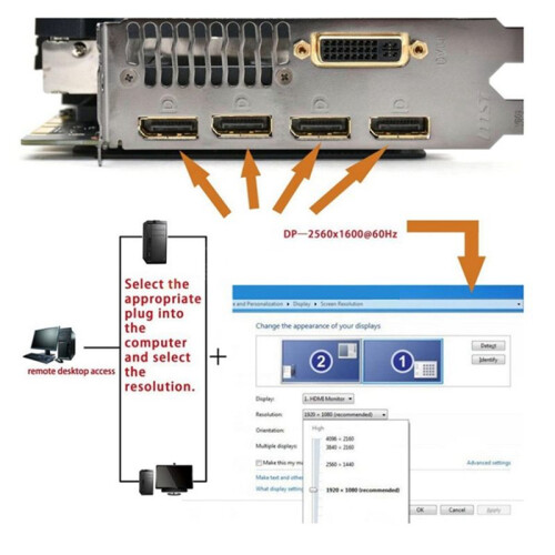 1Pcs DP Virtual Display Adapter 4K  Dummy Plug EDID Headless  Emulator  Video Card Cheater 1